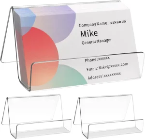 PS Acrylic Business Card Holder Desktop Display Stand Clear Name Card Display Holder for Exhibition Home Office