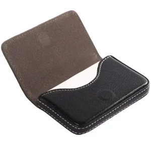 PU Leather Business Card Holder Wallet with Button Closure and Multiple Card Slots