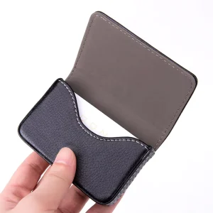 PU Leather Business Card Holder Wallet with Magnetic Closure