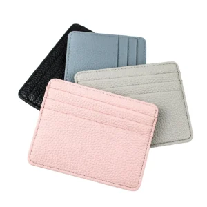 PU Leather Fashion Business Credit Card Holder Black Embossed Logo Multi-Color Multi-Card Case No Closure Customized