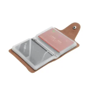 PU Leather ID and Credit Card Holder Book PVC Business Card Holder with PU Leather Cover