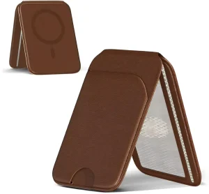 PU Leather Magnetic Card Stand Magsafe Card Metal Phone Magnetic Card Holder Macsafe Phone Magnetic Wallet