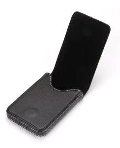 PU Leather Magnetic Pocket Business Card Case Classic Minimalist Flip Cover Name Card Holder Box for Business Men Women Black