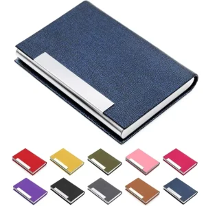 PU Leather and Stainless Steel Business Card Holder