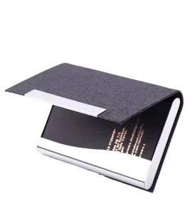 PU Leather and Stainless Steel Business Card Holder
