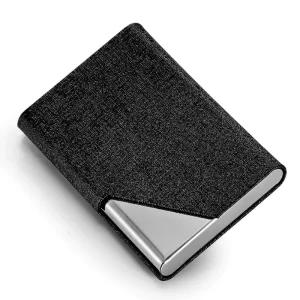 PU Leather and Stainless Steel Business Card Holder Slim Card Case