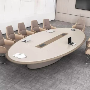 Painted Oval Conference and Negotiation Table with Chairs