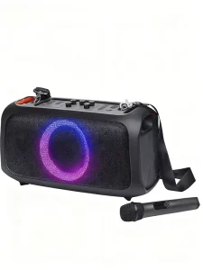 Party Portable Outdoor Speaker with Colorful Sync Light Show & Wireless Microphone Karaoke Speaker for Outdoor
