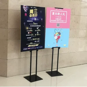 Pedestal Floor Poster Sign Stand with Snap Frame and KT Board Display Rack