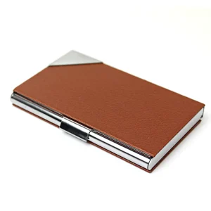 Personalized Men Woman Leather Stainless Steel Metal Name Card case Box Business Card Holder