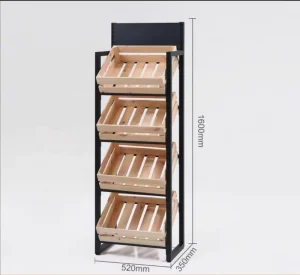 Pine Wood Beverage Display Rack for Supermarkets