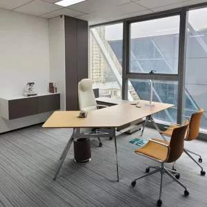 Pine Wood Executive Office Furniture Set Extendable Desk Chair Panel Design Office Set