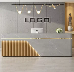 Pink and White Modern Spa Reception Desk Counter Custom Front Desk for Hotel Office or Beauty Salon