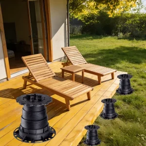 Plastic Pedestal Support Raised Floor System WPC Decking Height Adjustable Deck Pedestal Base Support
