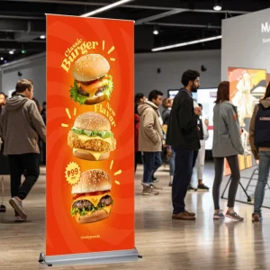 Plastic Steel Roll Up Banner Stand Wide Base 80x200cm