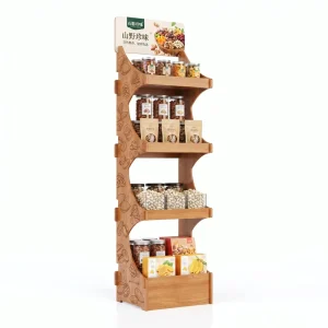 Plywood 4-Tier Nuts and Dry Fruit Display Stand With Header