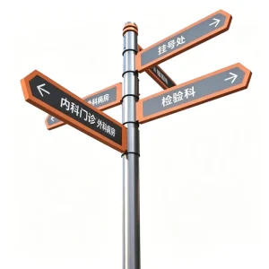 Pole-Mount Outdoor Hanging LED Wayfinding Lightbox Aluminum Frame Hospital Campus Department Directional Signage