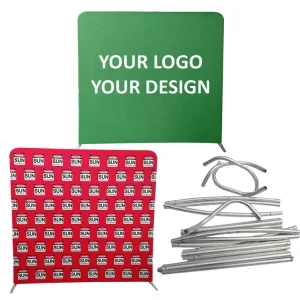 Pop-Up 8×8 ft Tension Stretch Fabric Backdrop Stand for Trade Shows and Events