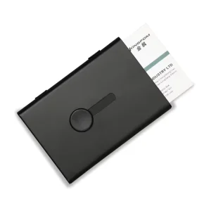 Pop-Up Aluminum Business Card Holder with Push Button and Custom Logo