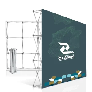 Pop-Up Display Stand Aluminum and Iron Frame Polyester Fabric Graphic Panel