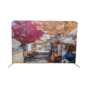 Pop-Up Stretch Fabric Backdrop Stand with Aluminum Frame and Thermal Transfer Printing