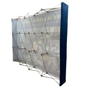 Pop-Up Tension Frame Media Banner Display Large Trade Show Backdrop Stand
