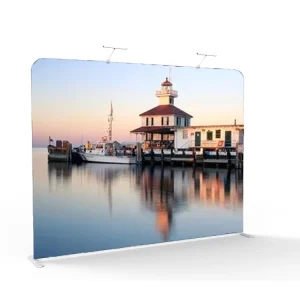 Portable 10ft Stretch Tension Fabric Display with Straight Back Wall Stand