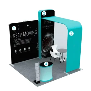 Portable 10×10 Aluminum Advertising Trade Show Booth Indoor Exhibition and Display Stand for Weddings and Tradeshow Use