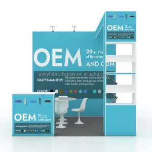 Portable 10×10 ft Aluminum Alloy Pop up Display Stand Trade Show Booth Tension Polyester Backdrop Foldable Customized Color EASY