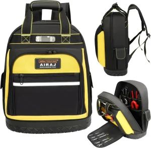 Portable 1680D Oxford Professional Heavy Duty Electrician Backpack Hard Plastic Base Durable Belt Tool Sets Bags Kits