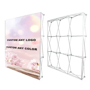 Portable 2.3x4m Square Pop up Display Stand Aluminum Frame with Fabric Backdrop Wall for Trade Show