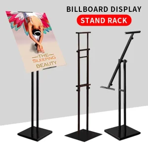 Portable 200 cm Telescopic KT Board Stand Foldable Floor Poster Holder with Weighted Base Display Rack for Wedding