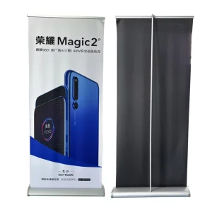 Portable 2M Retractable Roll-Up Banner Stand Wide Base Aluminum Frame Dye-Sublimation Printed Tool-Free