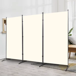 Portable 3 Panel Room Divider Folding Privacy Screen Metal Frame Fabric Partition Wall for Office Living Room Bedroom Home