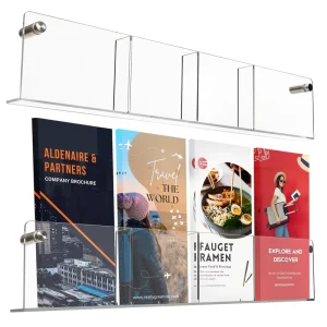 Portable Acrylic Wall-Mounted Brochure Holder for Flyers and Magazines