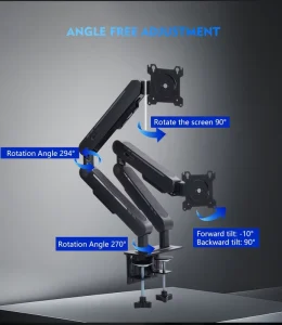 Portable Adjustable Dual LCD Monitor Stand and Arm for 17-32 Inch Displays with 360-Degree Rotation