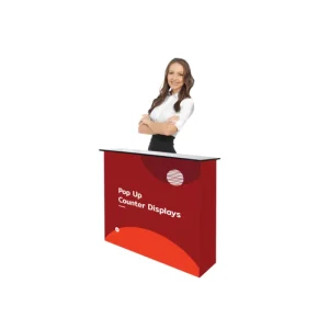 Portable Aluminum Oval or Rectangle Pop-up Trade Show Counter Table with LED Light, Custom Color and Size