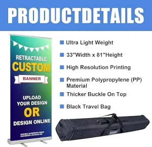 Portable Aluminum Roll Banner Stand Adjustable Lightweight for Wide Screen Display Advertising Promotion Exhibition