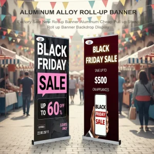 Portable Aluminum Roll-Up Banner Stand 85×200 with Logo