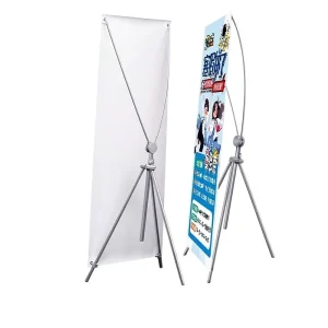 Portable Aluminum X Banner Stand, Indoor Outdoor Display, 60x160cm and 80x180cm, Custom Trade Show Poster Rack