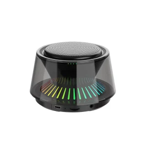 Portable Battery-Powered Speaker with Colorful Glass Design and Desktop Atmosphere Light