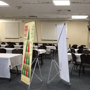 Portable Black X Stand LED Light Box Banner Display Trade Show Advertising Aluminum Pole Polyester Weatherproof Stand Alone