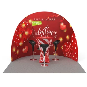 Portable Curved Display Trade Show Booth with Double-Sided Stretch Fabric Banner Stand