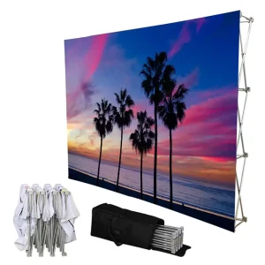 Portable Custom Logo Pop-Up Banner Stand with Aluminum Frame and Fabric Backdrop