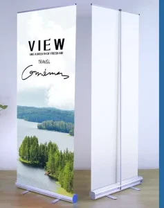 Portable Double-Sided Aluminum Retractable Roll-Up Banner Stand, Printed