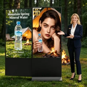 Portable Double-Sided Touchscreen Floor-Standing Digital Poster Kiosk for Retail Stores, Shopping Malls, and Elevators