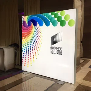 Portable Exhibition Booth Stand Step and Repeat Banners Backdrop Frame Tension SEG Pop up Led Back Lit Fabric Light Box Trade Show Display