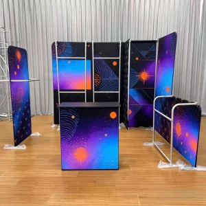 Portable Foldable 10ftx10ft Exhibition Stand with Shelves for Exhibition Floor Dye Sublimation Printing Trade Show Advertising