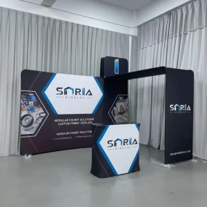 Portable Foldable Aluminum Lightweight Modular Pop Exhibition Stand Straight Backdrop Wall Display Tension Fabric Trade Show