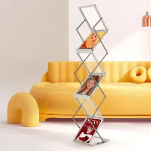 Portable Foldable Literature Display Stand for A4 Magazines Brochures and Catalogs